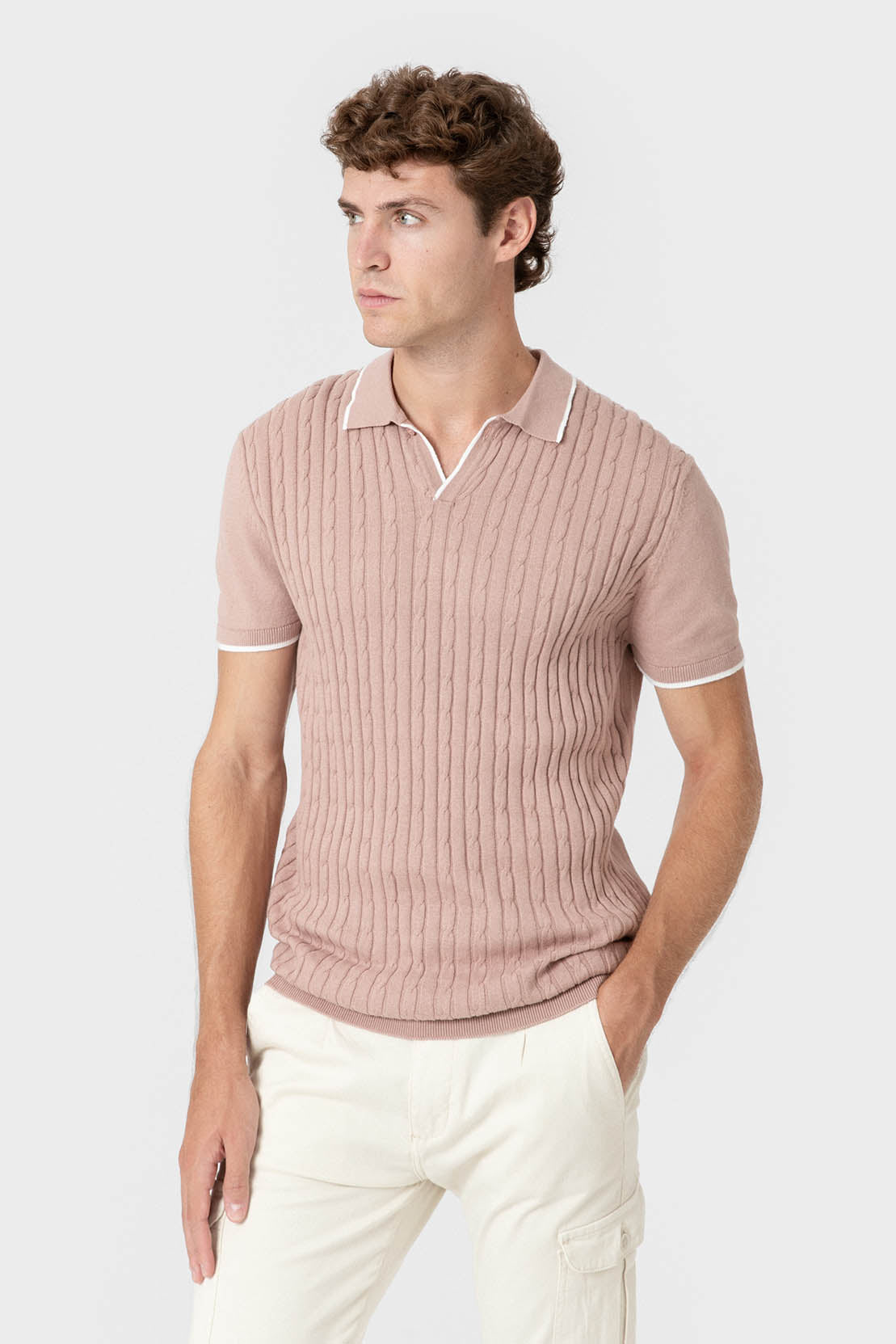 POLO TRICOT NUDOS ROSA