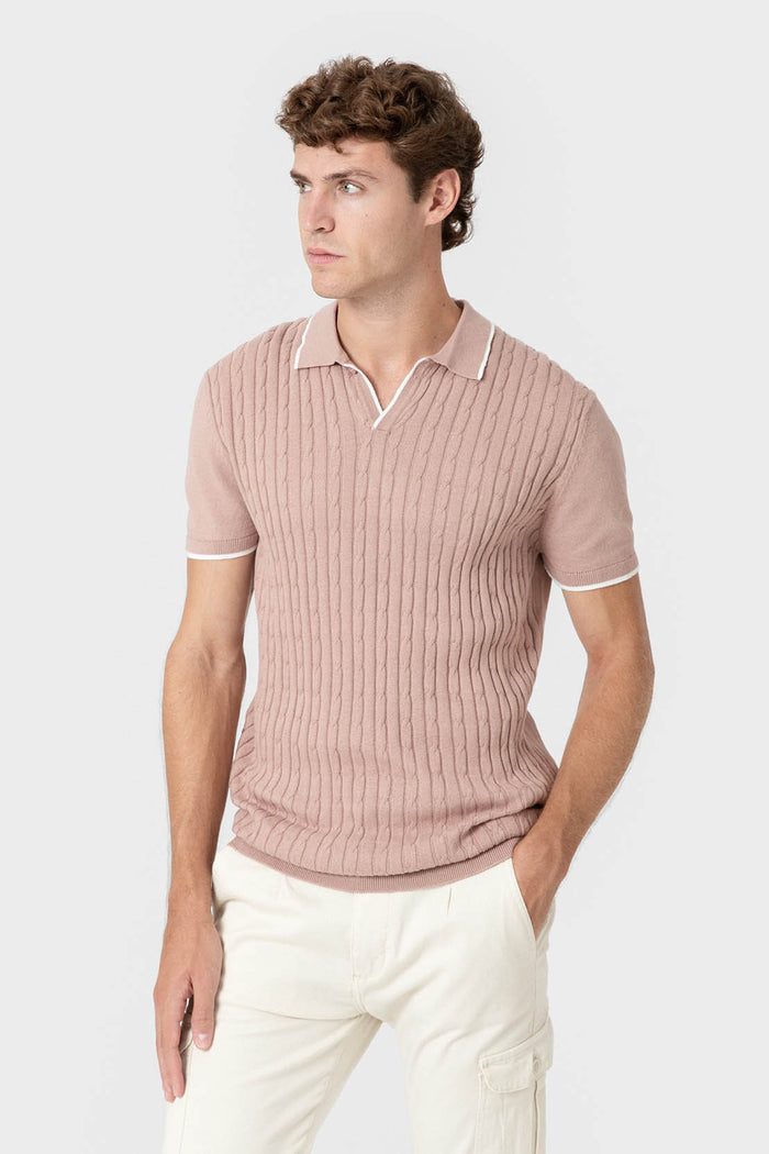 POLO TRICOT NUDOS ROSA