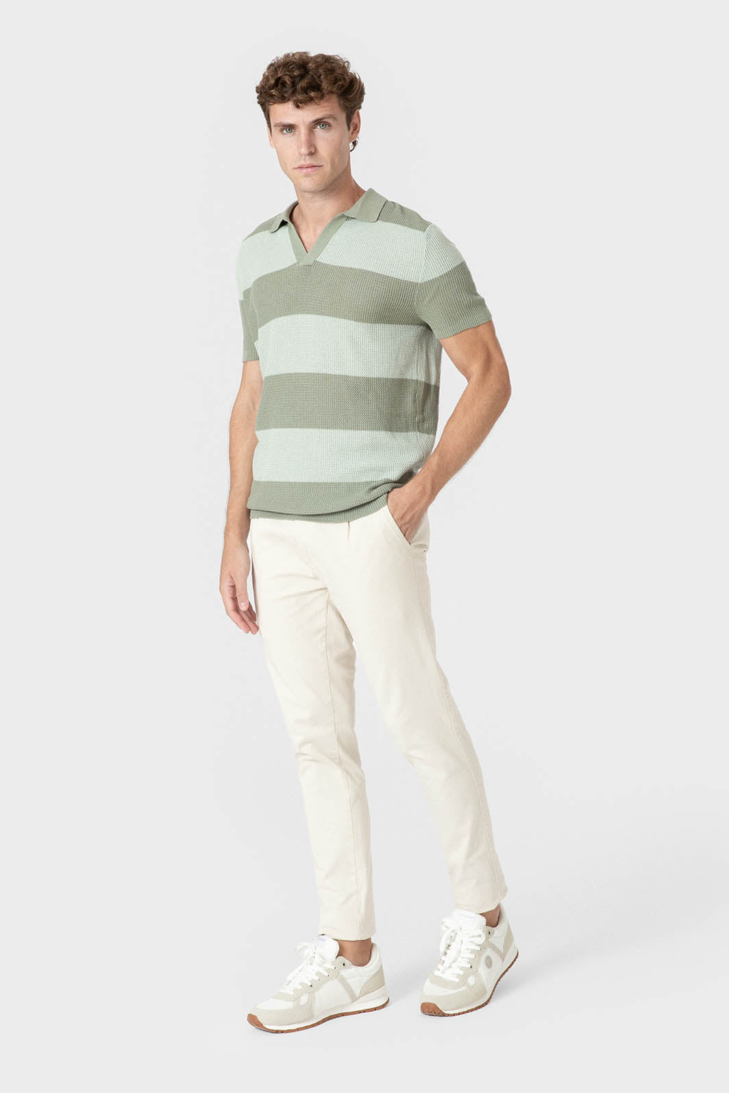 POLO TRICOT PANELADO CANALÉ VERDE