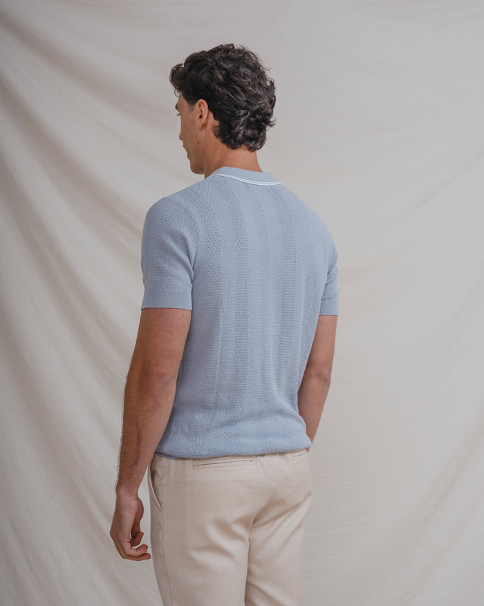 POLO TRICOT CELESTE