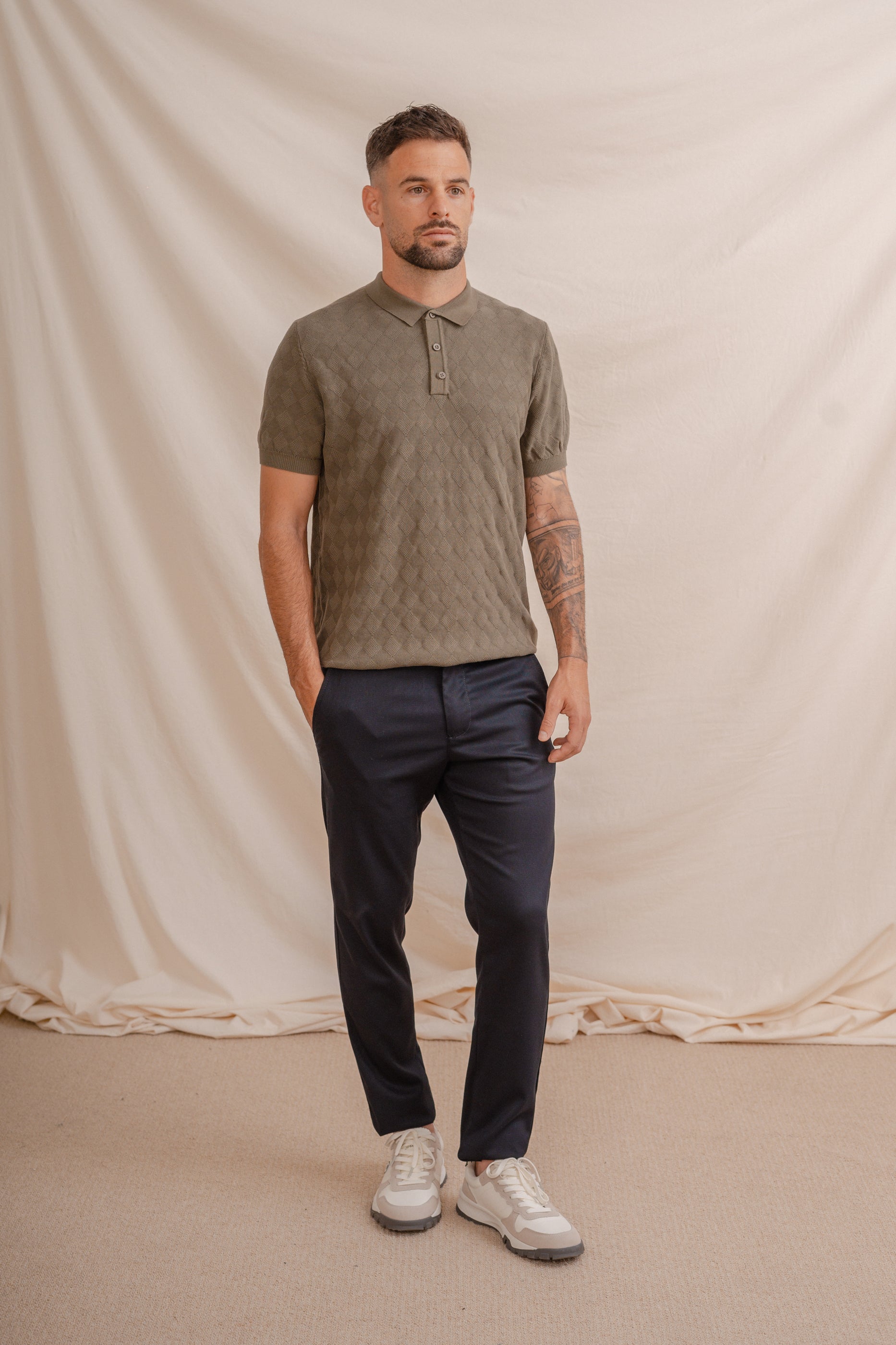 POLO ROMBO HILO FINO VERDE