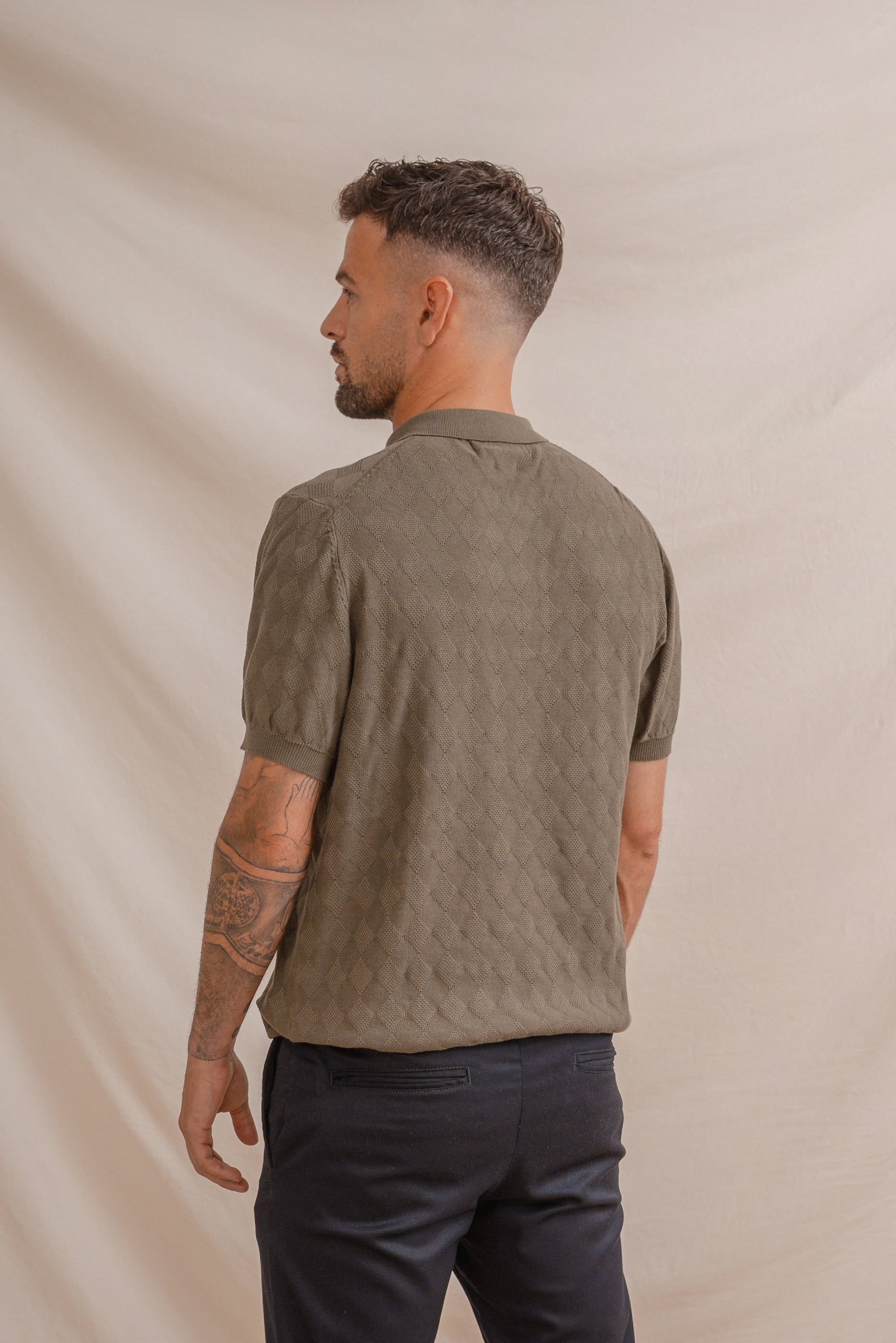 POLO ROMBO HILO FINO VERDE