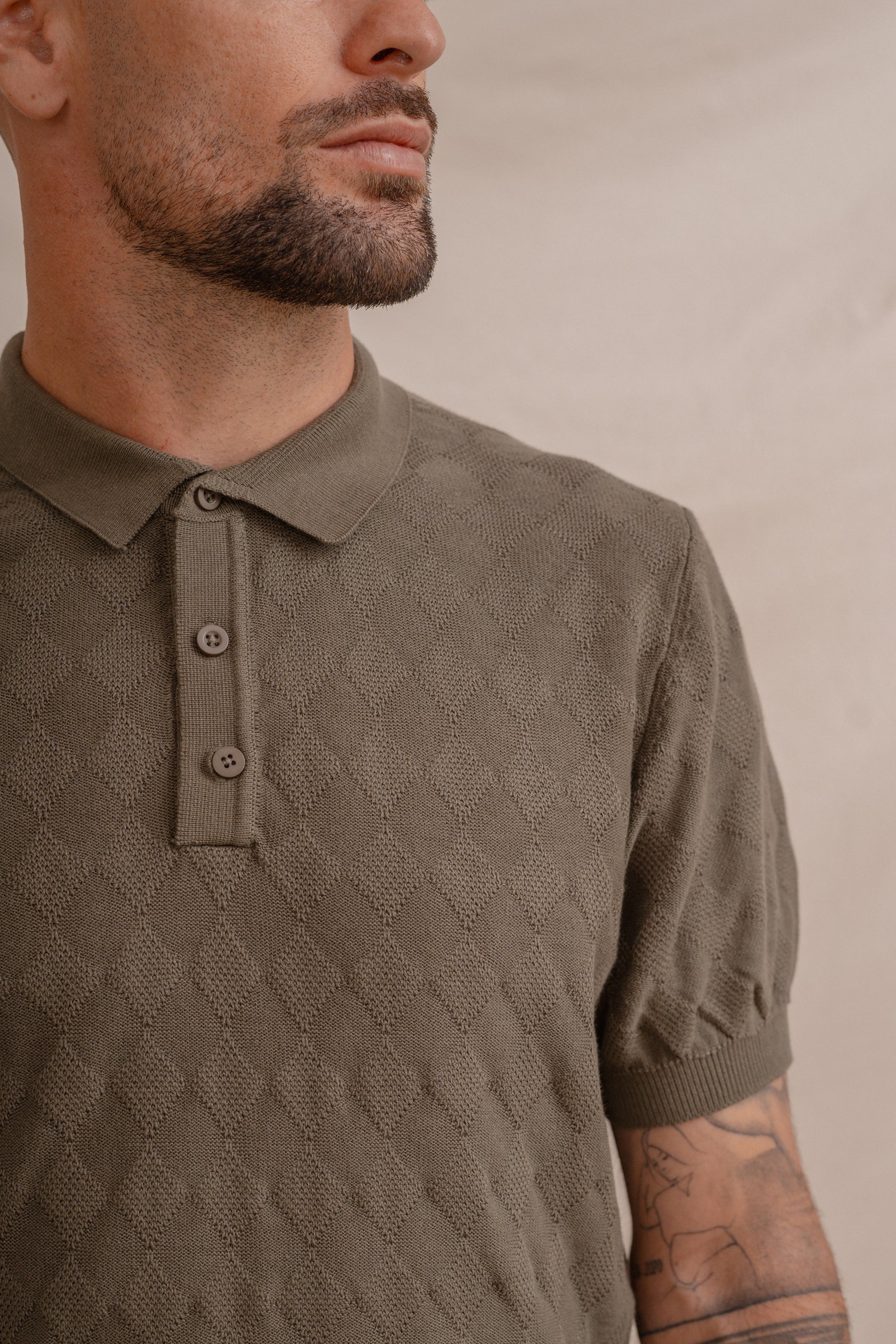POLO ROMBO HILO FINO VERDE