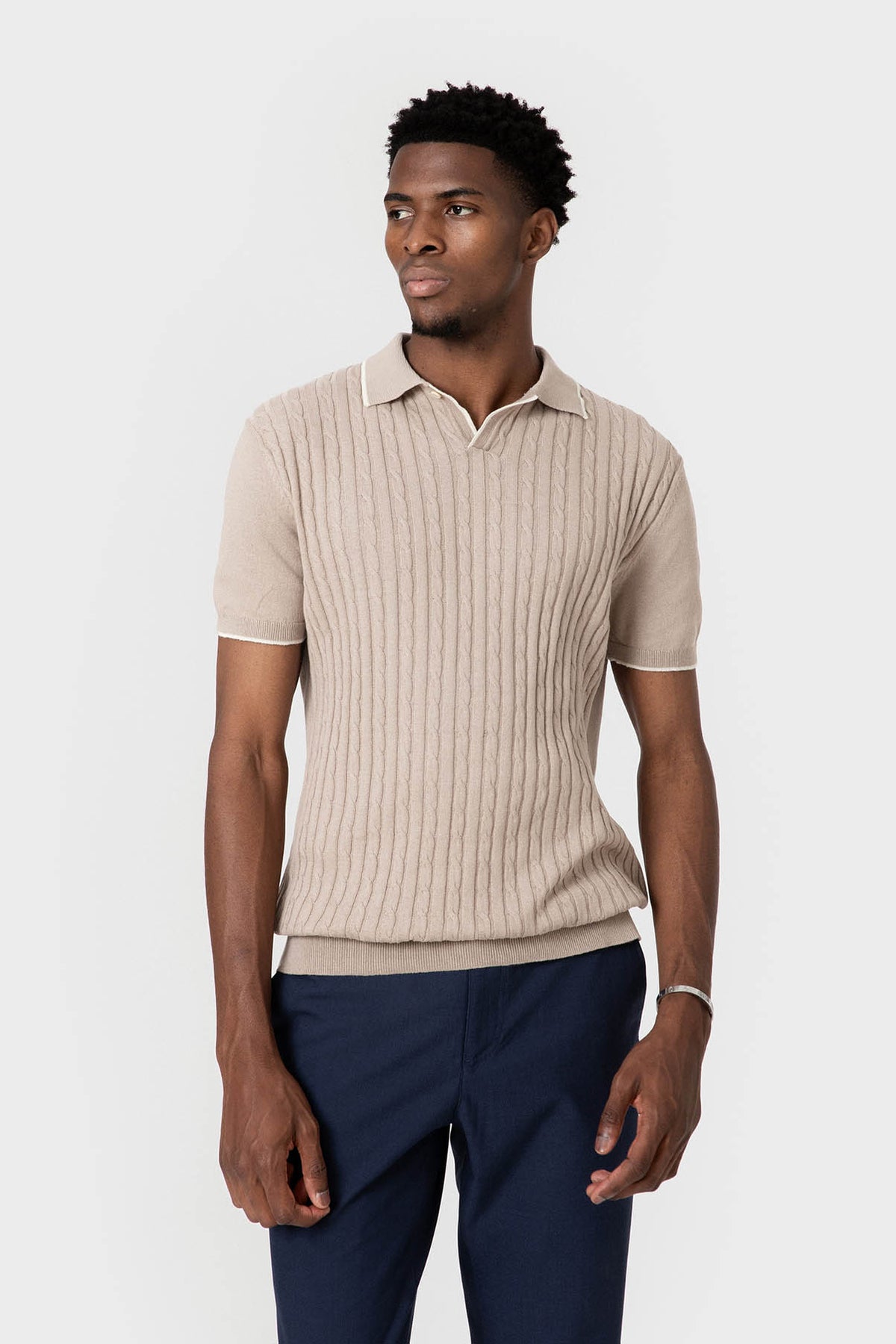 POLO TRICOT NUDOS BEIGE