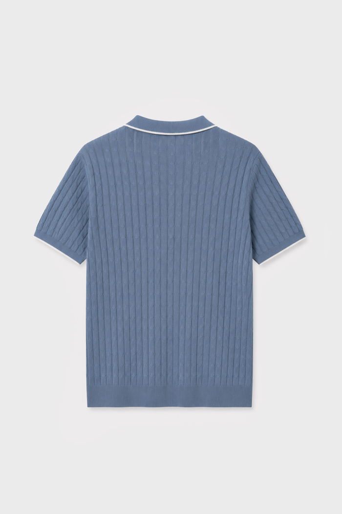 POLO TRICOT NUDOS CELESTE