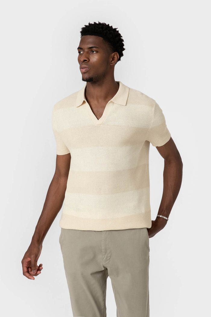 POLO TRICOT PANELADO BEIGE