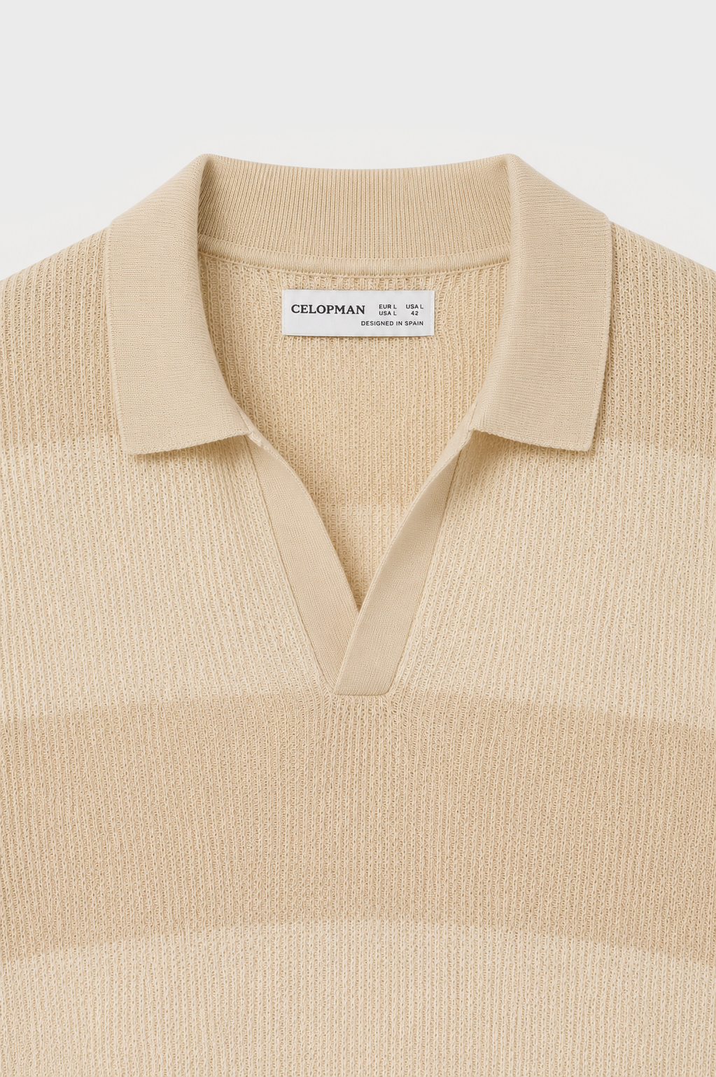 POLO TRICOT PANELADO BEIGE