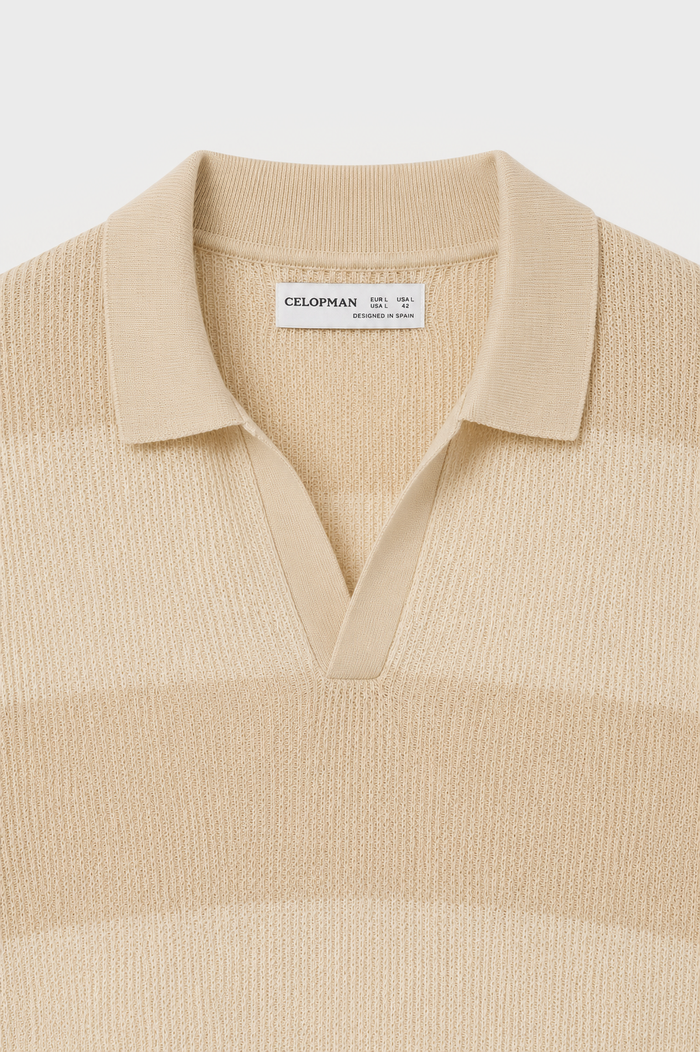 POLO TRICOT PANELADO BEIGE