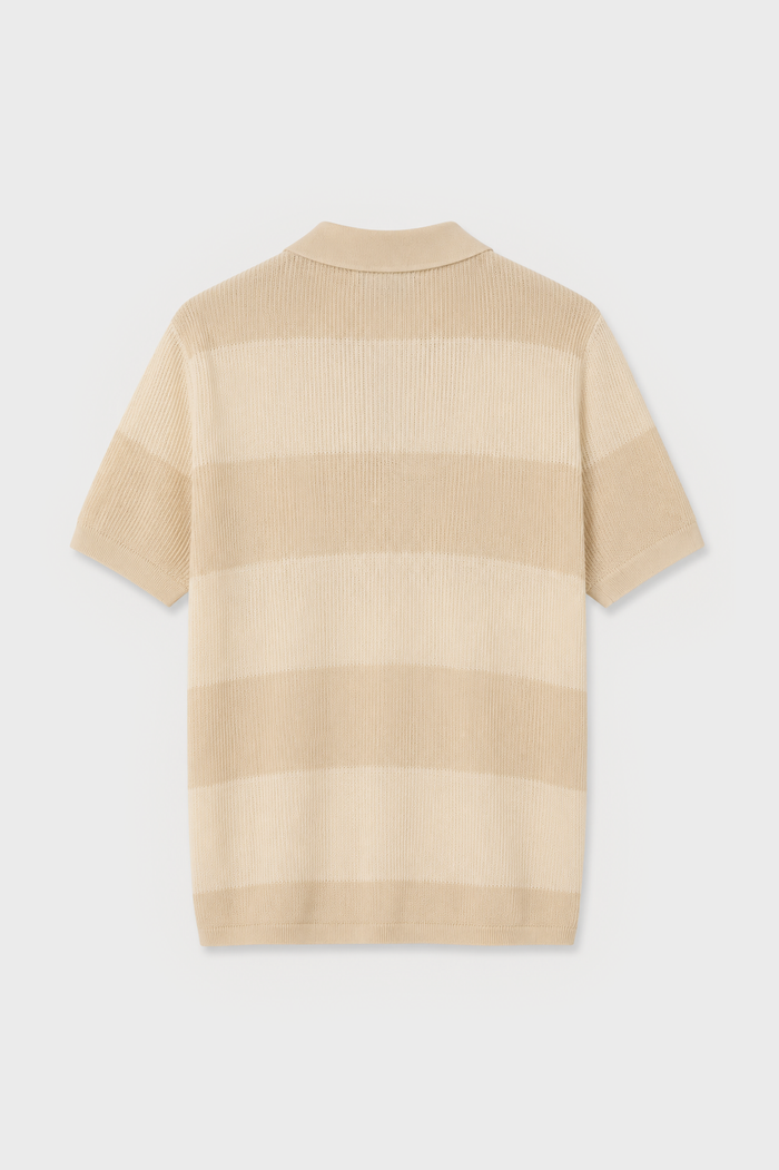 POLO TRICOT PANELADO BEIGE