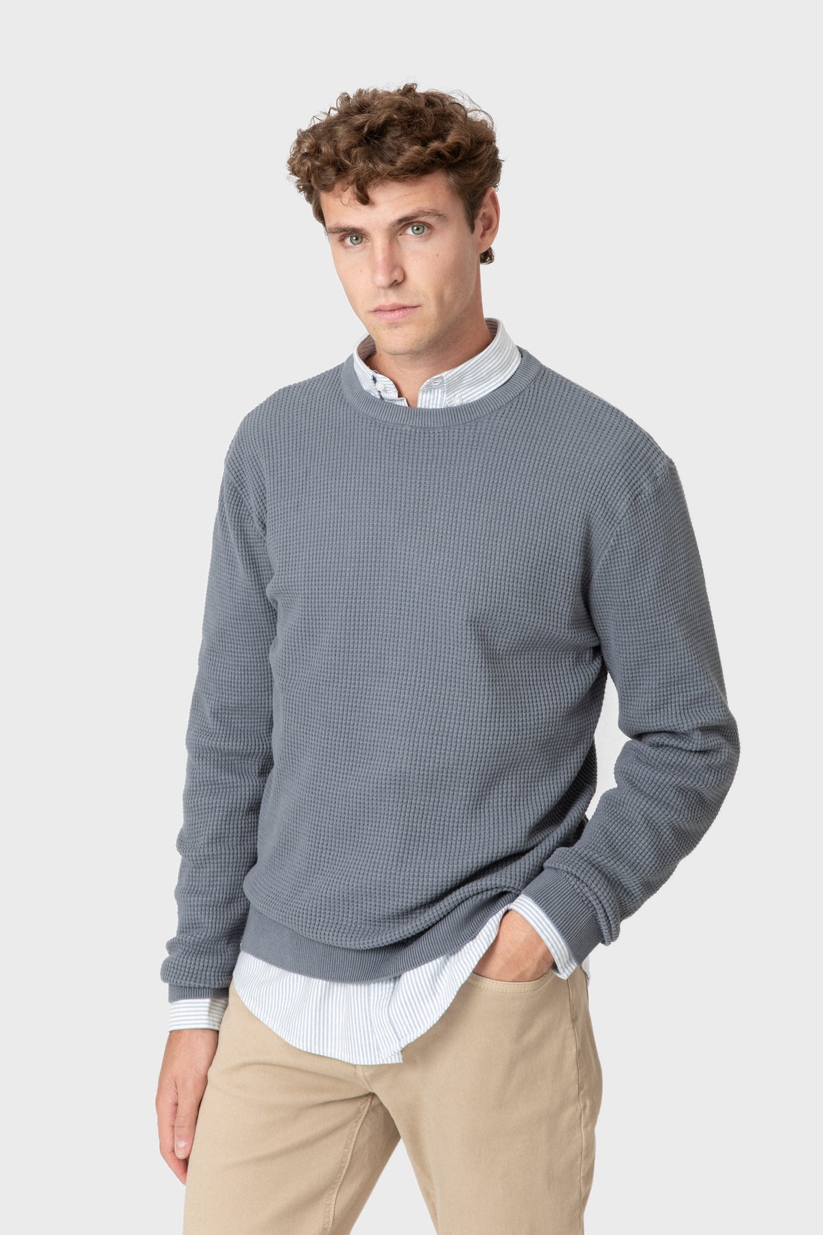 JERSEY CUADRILLÉ CELESTE