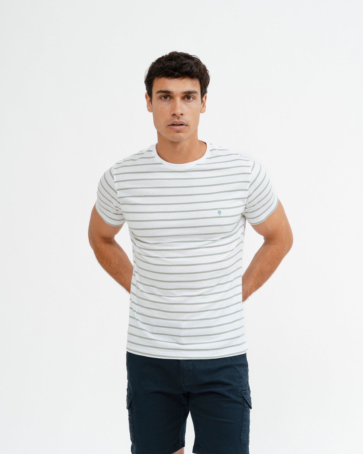 CAMISOLA DE MALHA ÀS RISCAS VERDE