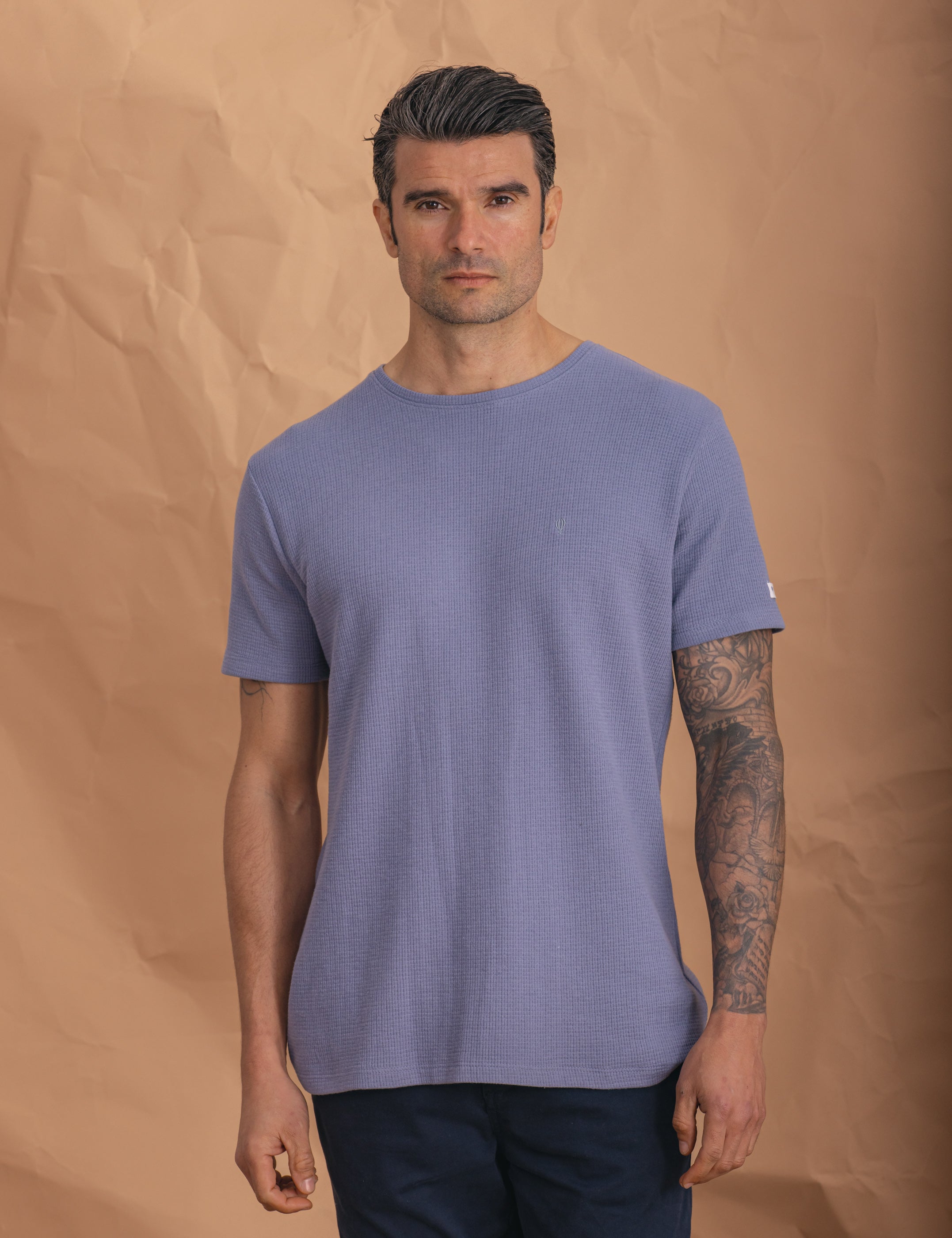 CAMISETA TEJIDO ESCRUCTURA CELESTE