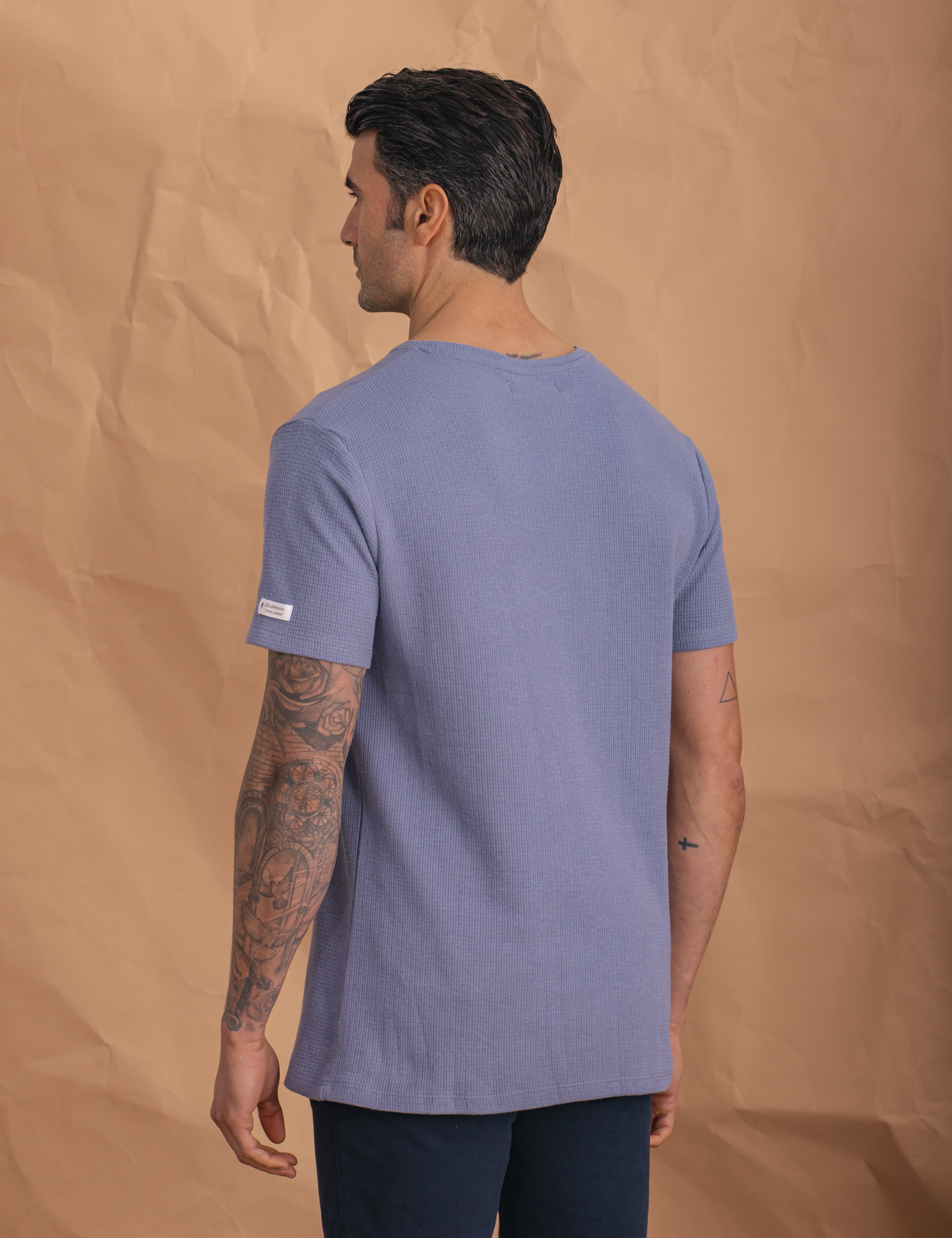 CAMISETA TEJIDO ESCRUCTURA CELESTE