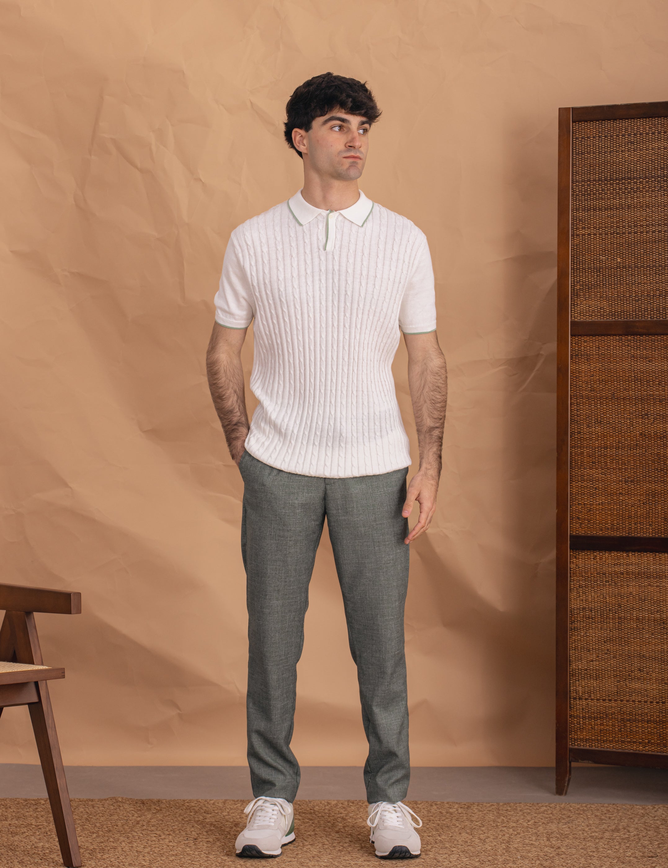 POLO TRICOT ESTRUCTURA BLANCO