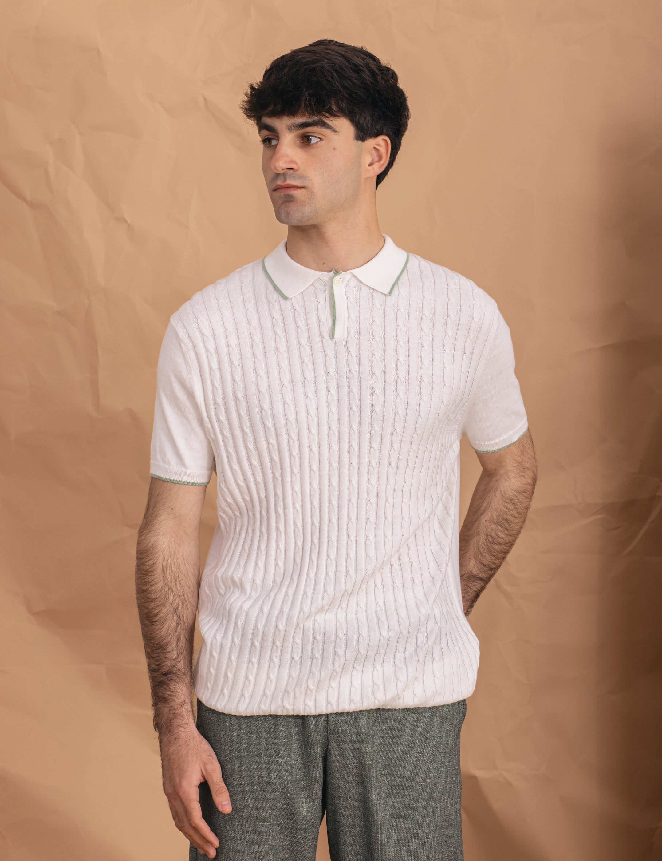 POLO TRICOT ESTRUCTURA BLANCO
