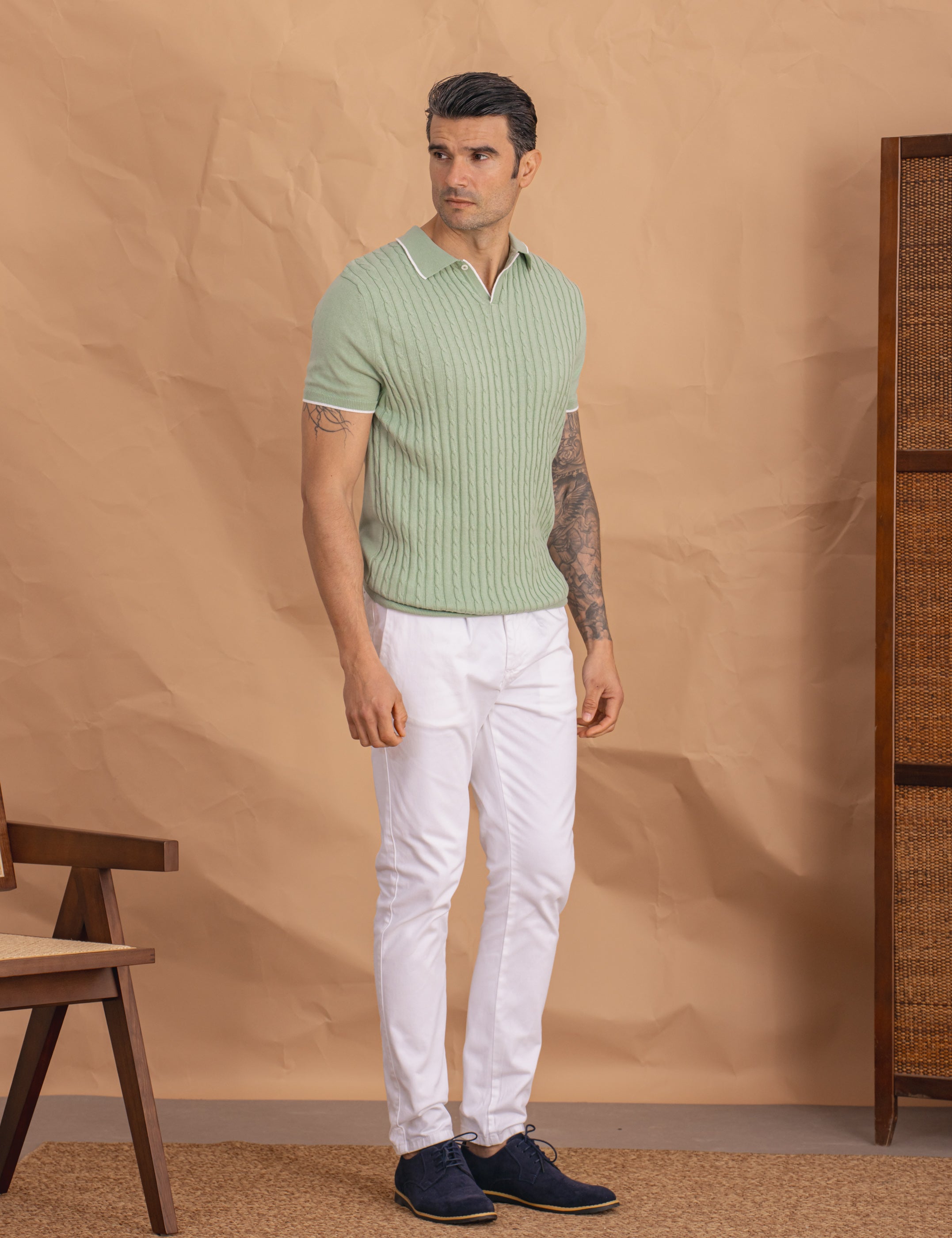 POLO TRICOT ESTRUCTURA VERDE