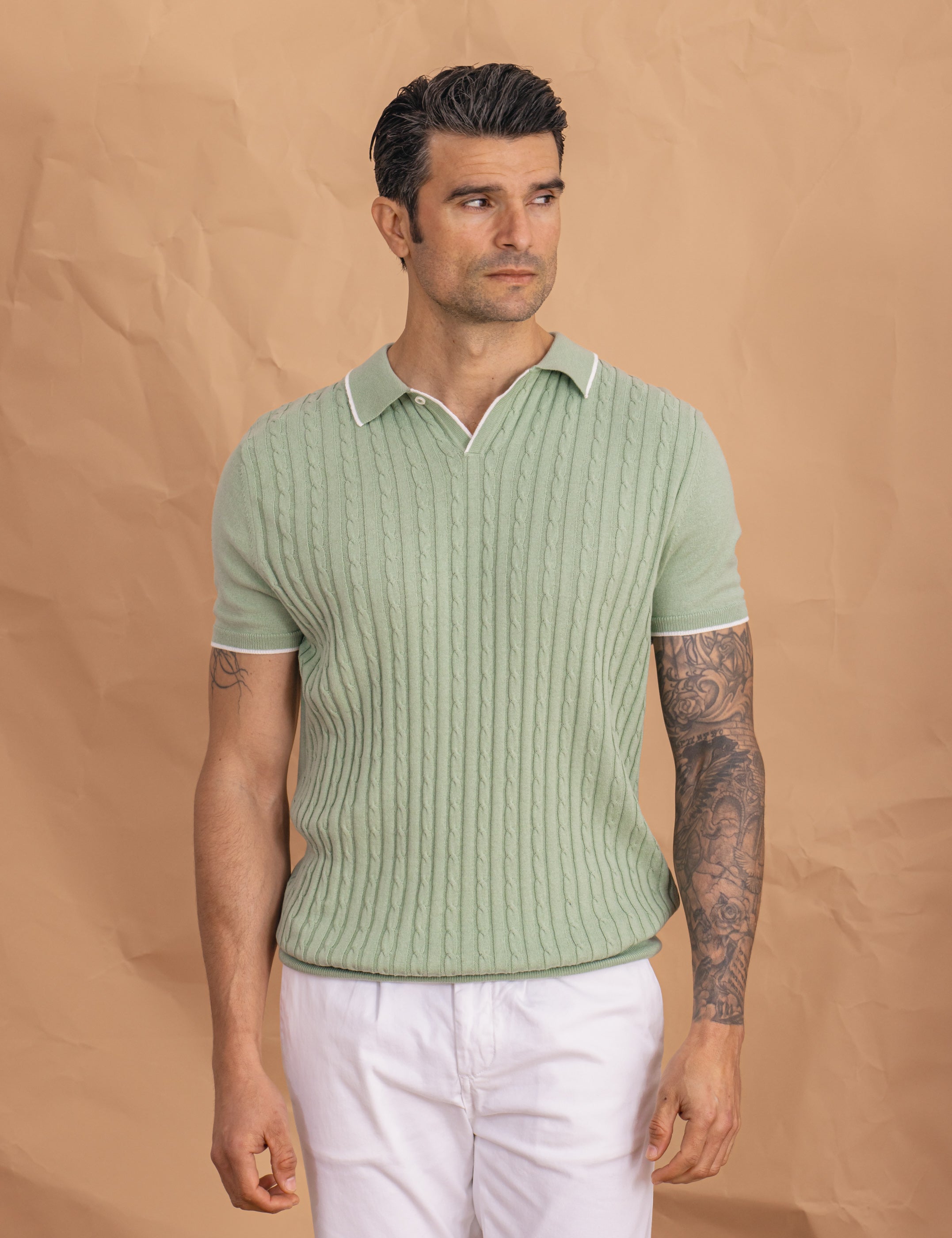 POLO TRICOT ESTRUCTURA VERDE