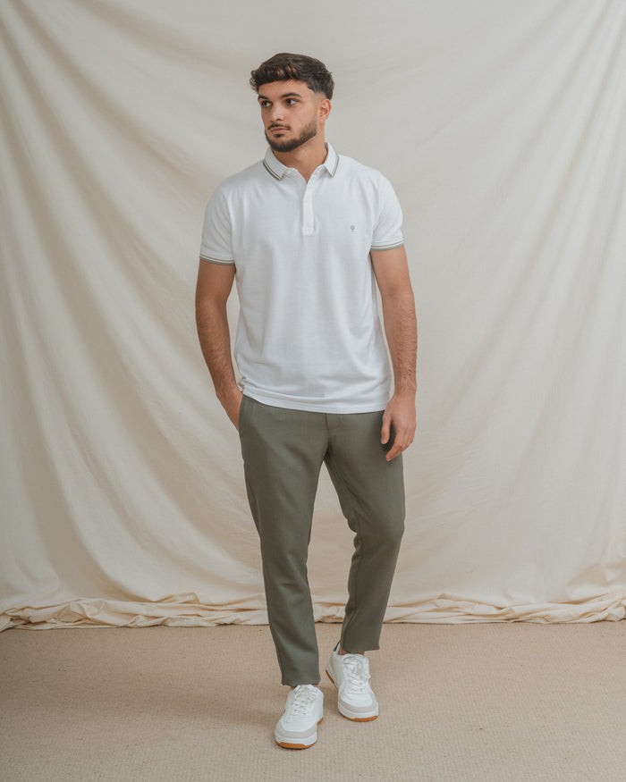 POLO BÁSICO BLANCO PIQUÉ LÍNEA