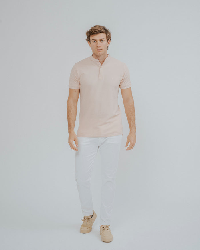 POLO BÁSICO CUELLO MAO ROSA