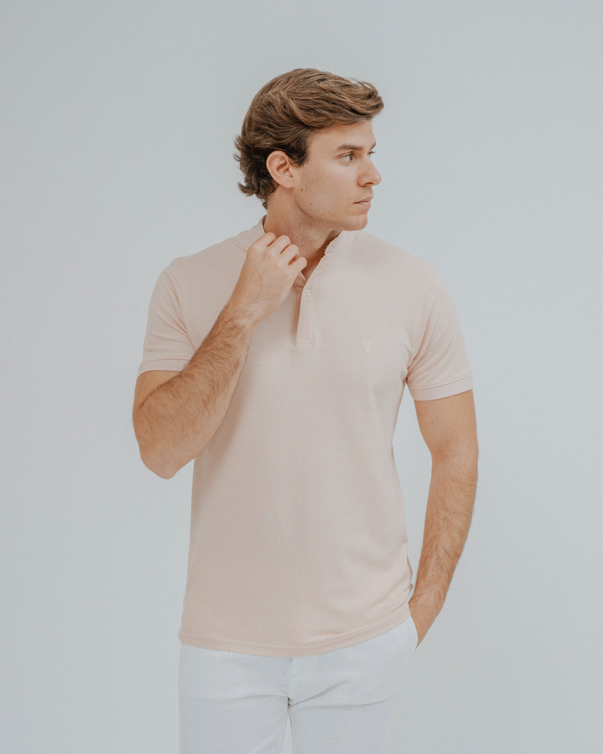 POLO BÁSICO GOLA MAO ROSA