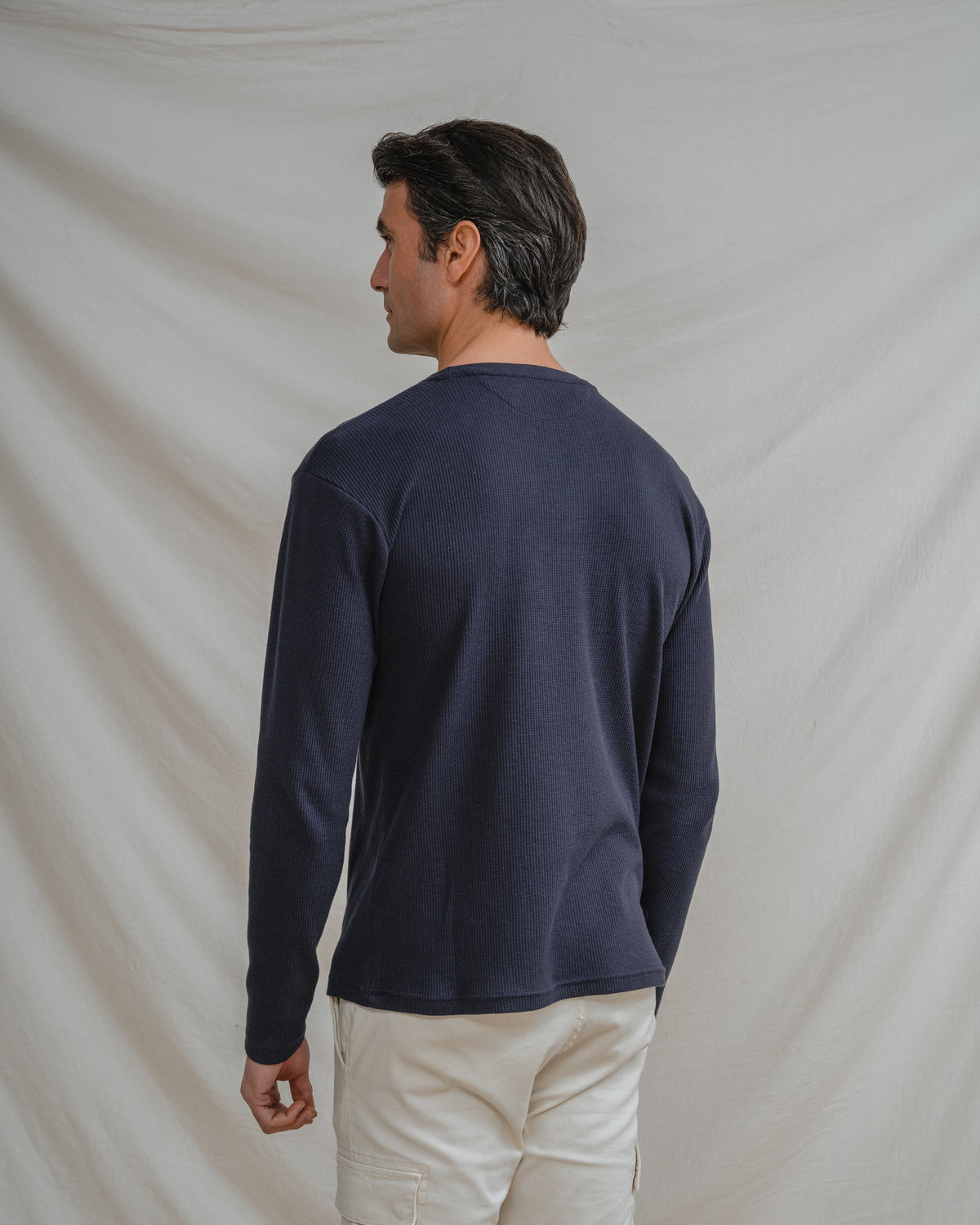 CAMISOLA DE MANGA COMPRIDA XADREZ AZUL