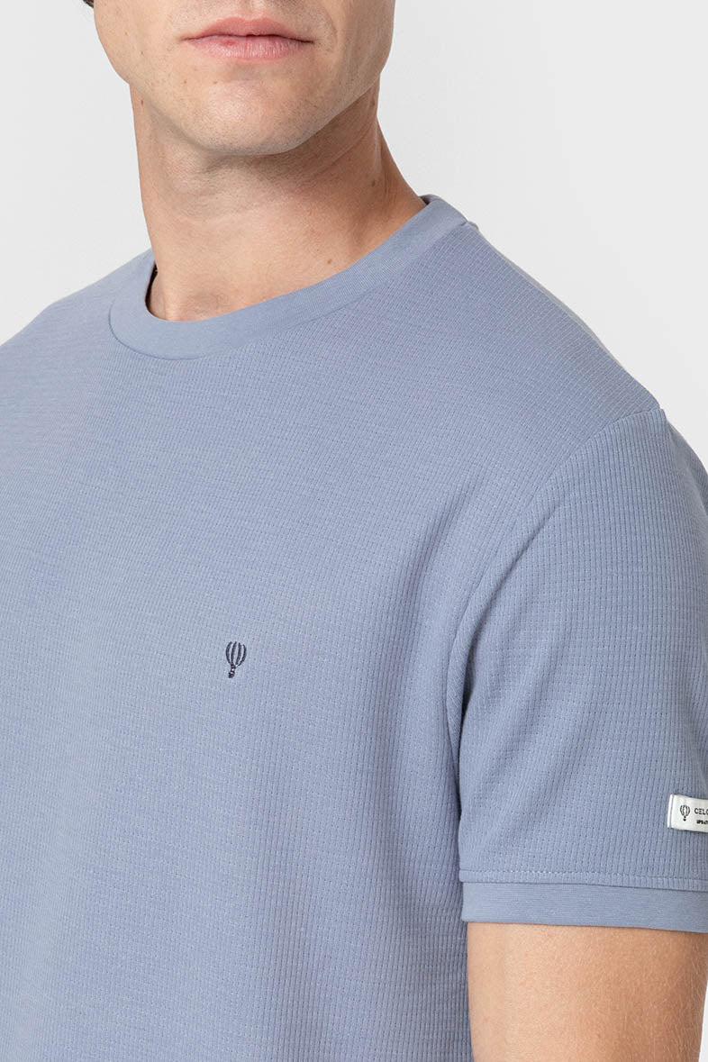 CAMISETA CUADRILLÉ CELESTE