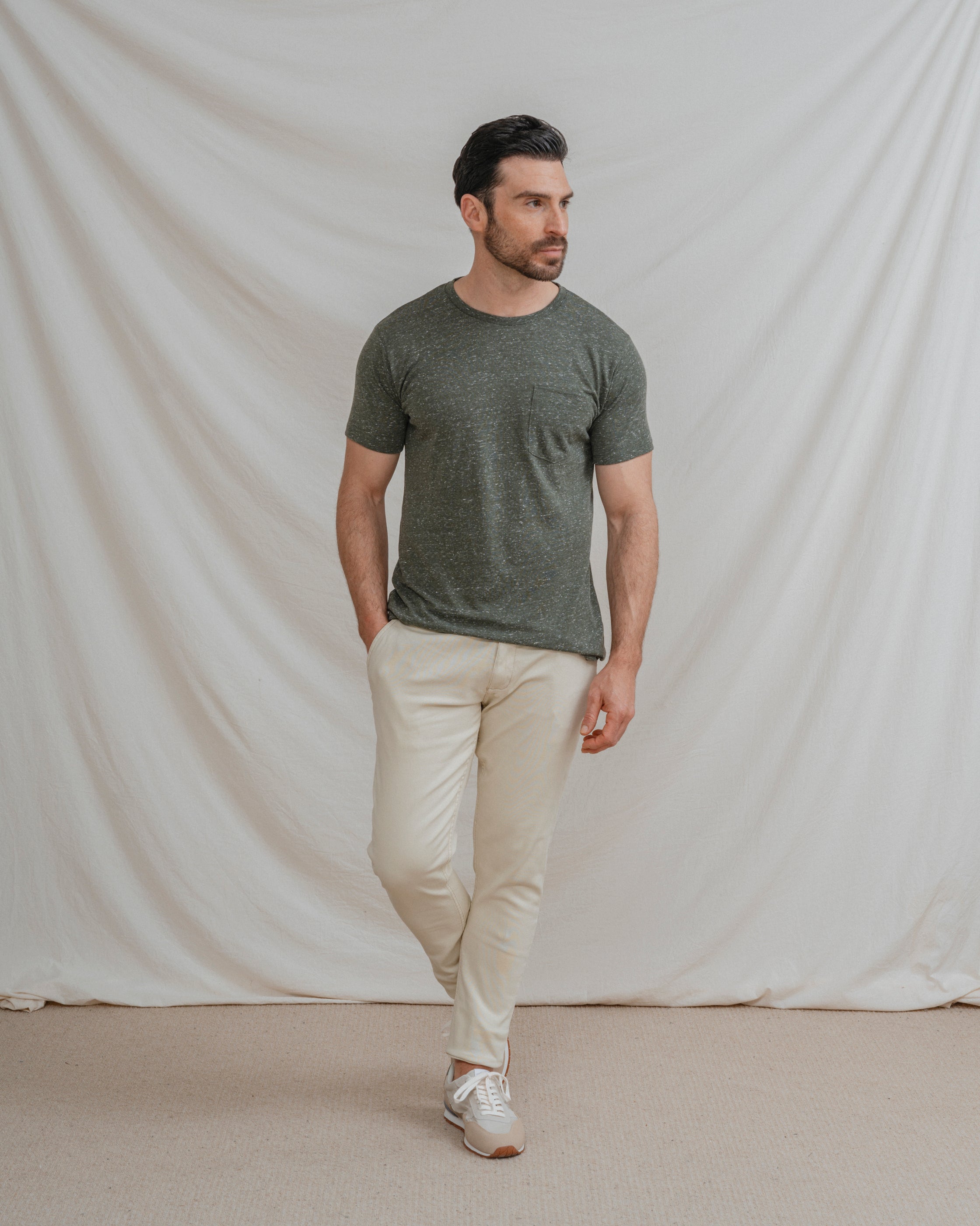 CAMISETA MEZCLA BOLSILLO VERDE