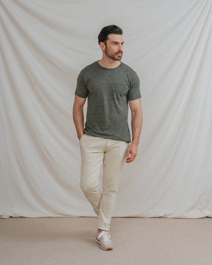 CAMISETA MEZCLA BOLSILLO VERDE