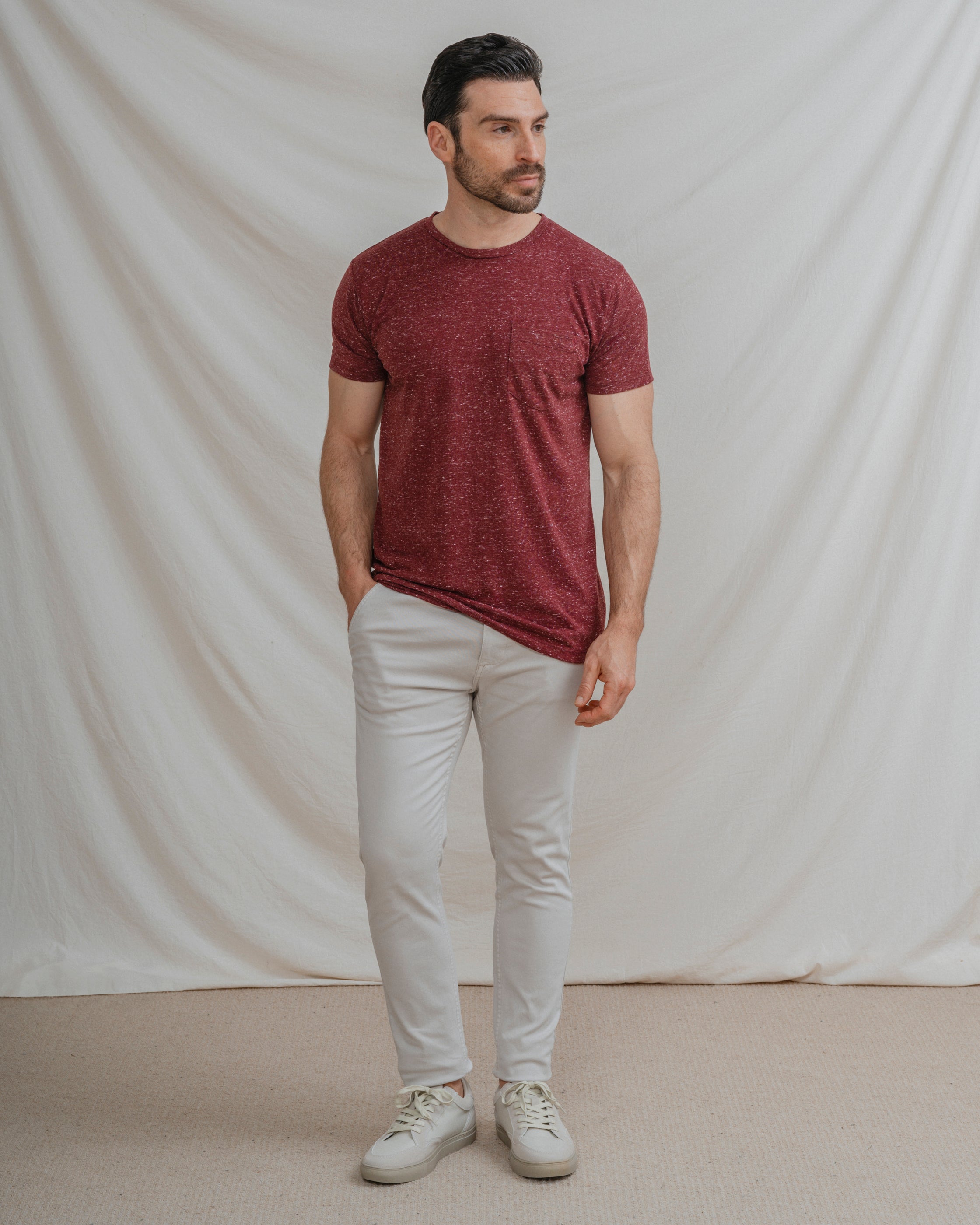 CAMISETA MEZCLA BOLSILLO BURDEOS