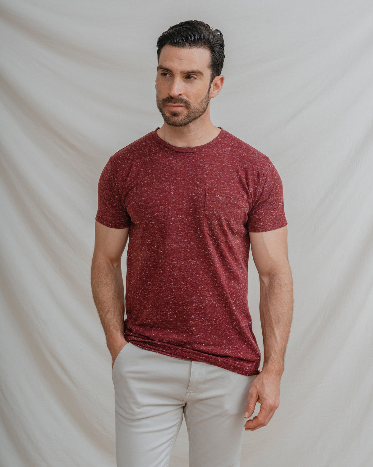 T-SHIRT MISTO BOLSO BORDEAUX