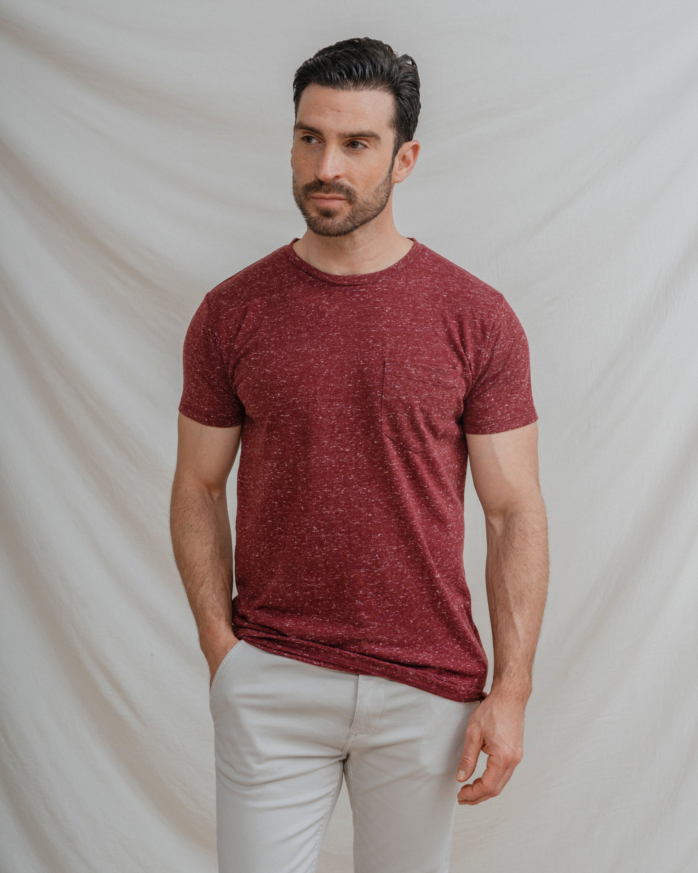 CAMISETA MEZCLA BOLSILLO BURDEOS