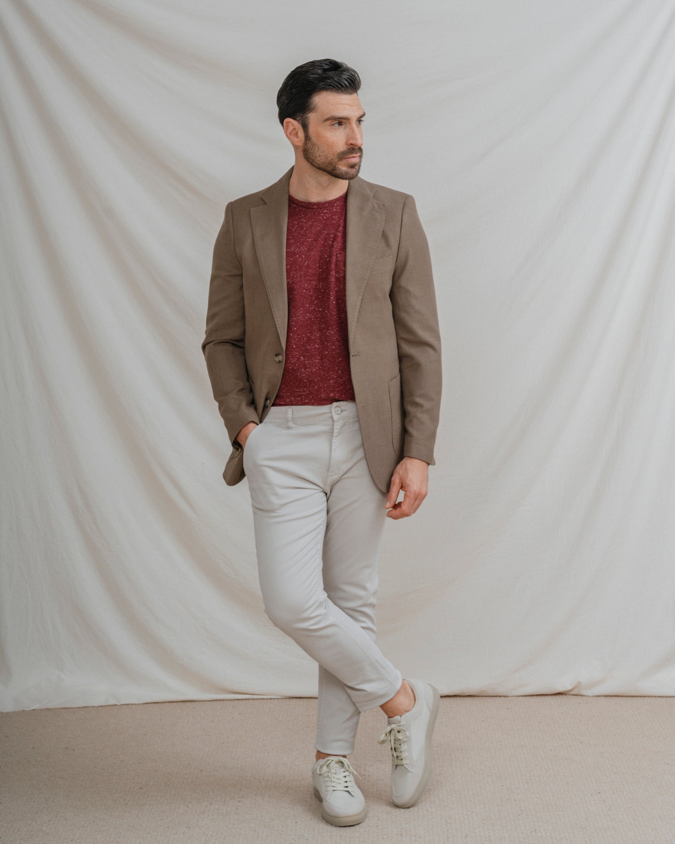 CAMISETA MEZCLA BOLSILLO BURDEOS