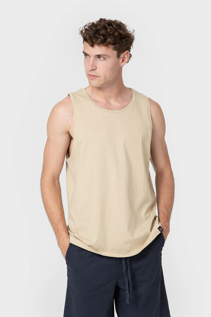 CAMISETA BÁSICA SIN MANGA BEIGE