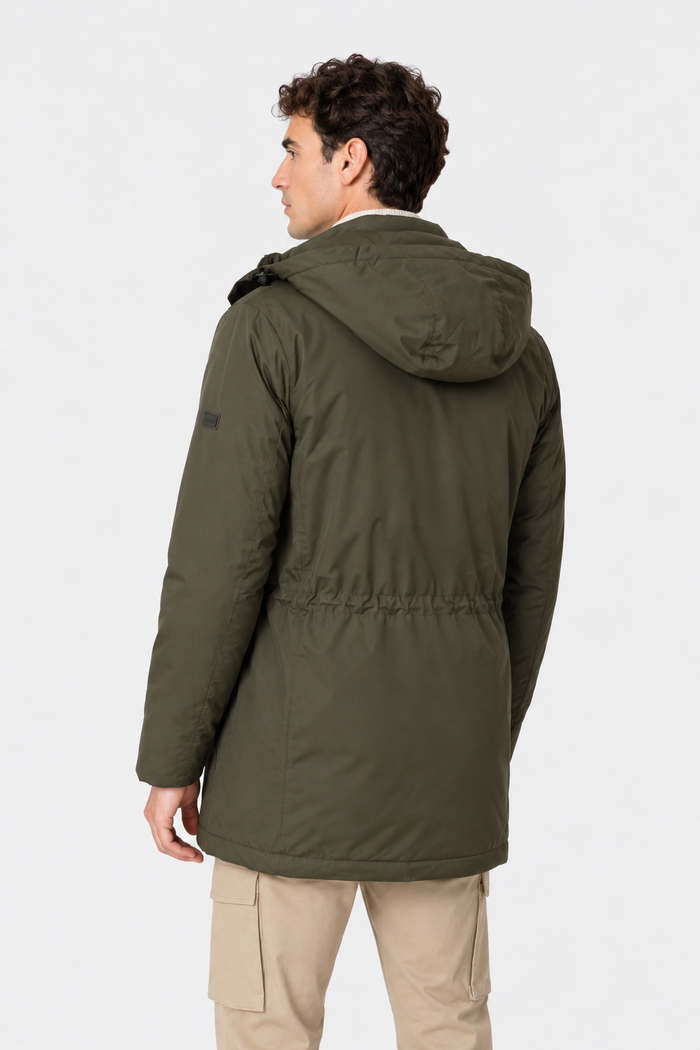 PARKA HOMBRE VERDE CON CAPUCHA