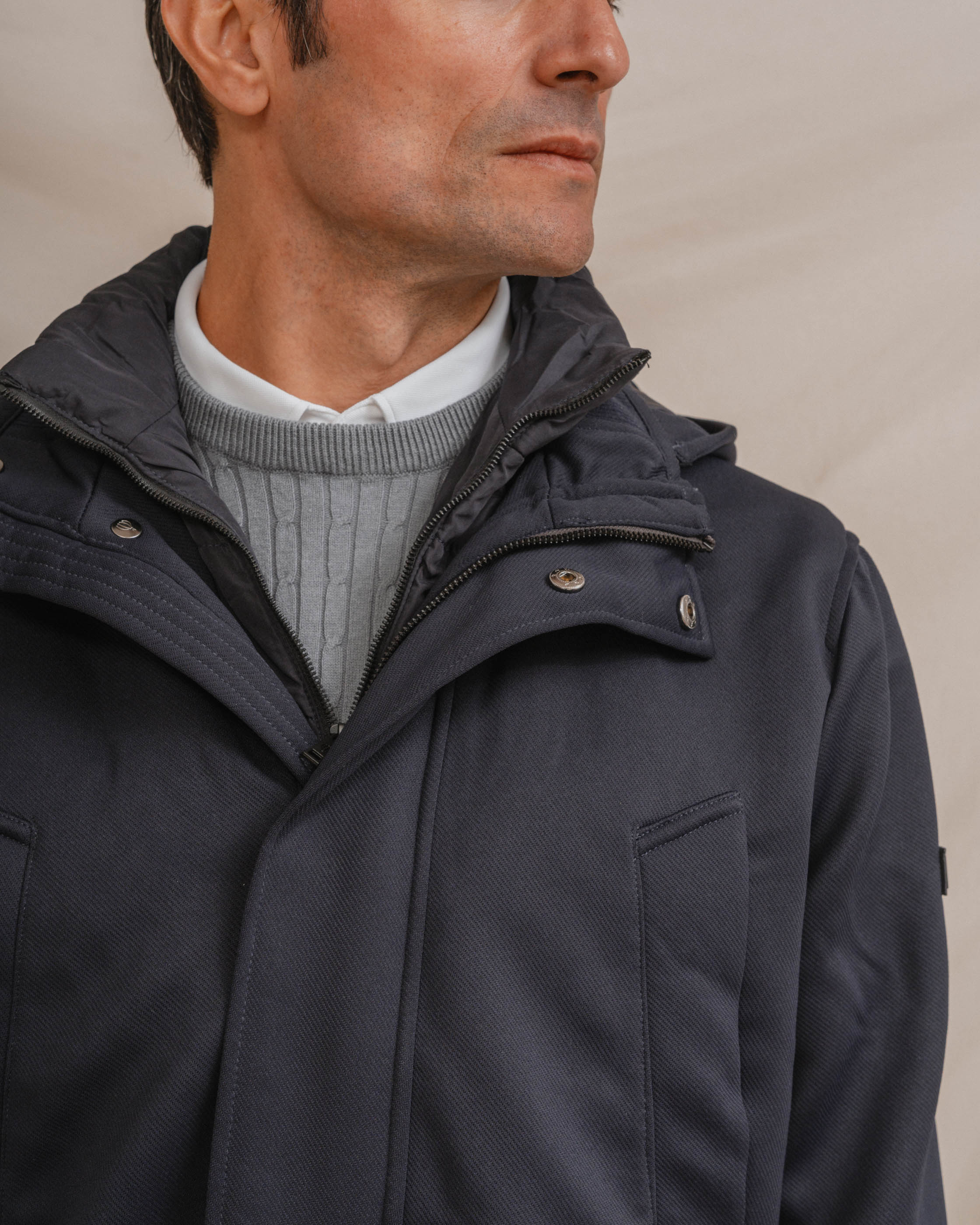 PARKA DOBLE CON CAPUCHA MARINO