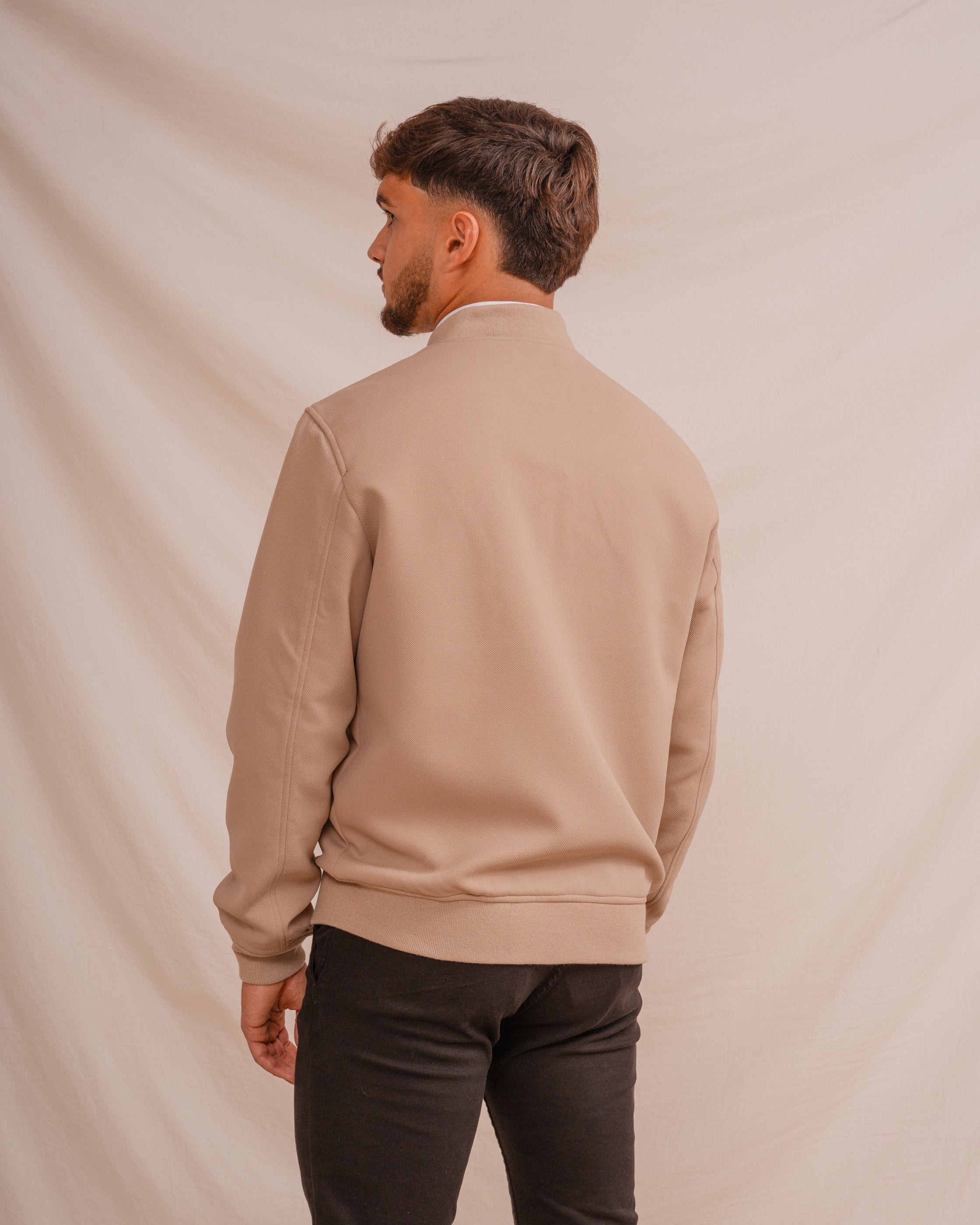 CAZADORA BOMBER DIAGONAL BEIGE