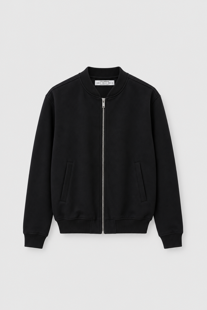CAZADORA BOMBER DIAGONAL NEGRA