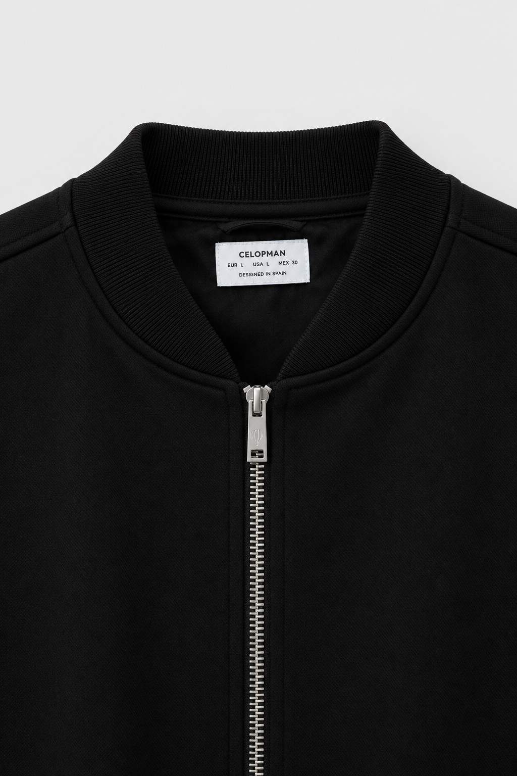 CAZADORA BOMBER DIAGONAL NEGRA