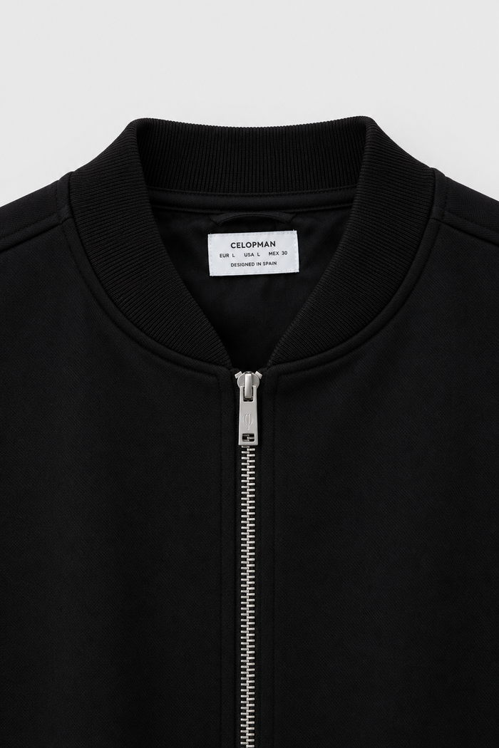 CAZADORA BOMBER DIAGONAL NEGRA