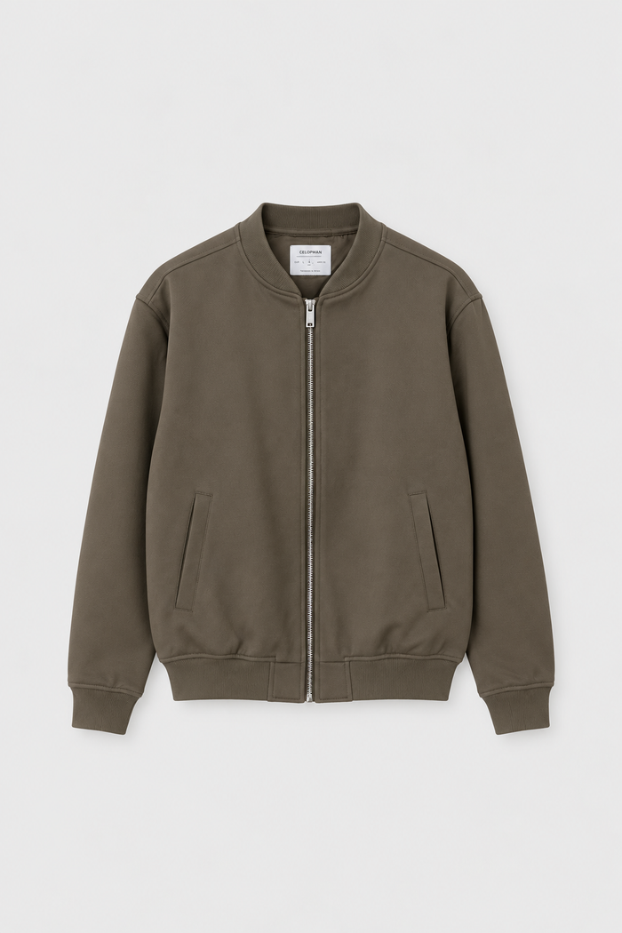 CAZADORA BOMBER DIAGONAL MARRÓN