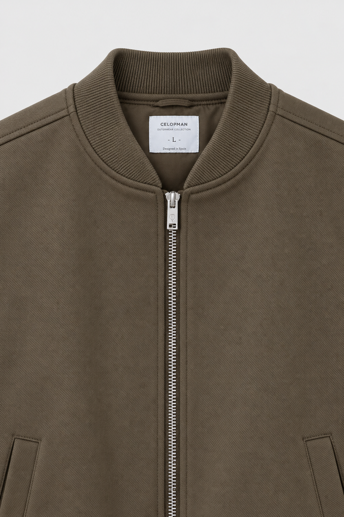 CAZADORA BOMBER DIAGONAL MARRÓN