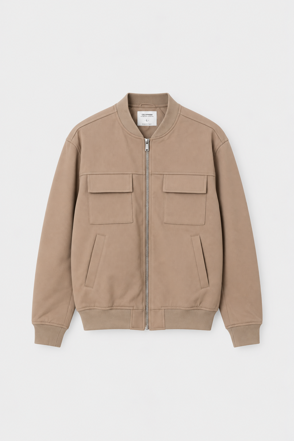CAZADORA BOMBER DIAGONAL BEIGE