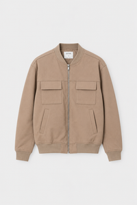 CAZADORA BOMBER DIAGONAL BEIGE