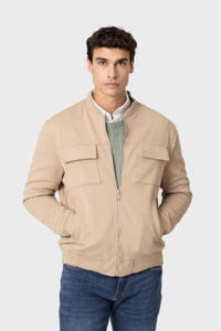 CAZADORA BOMBER DIAGONAL BEIGE