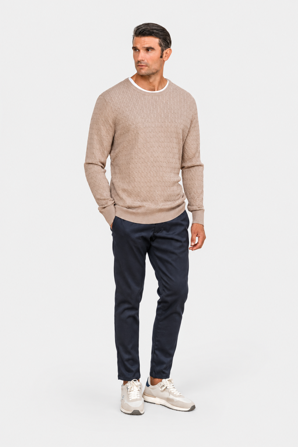 PULLOVER KNOTEN KRAGEN CAJA BEIGE