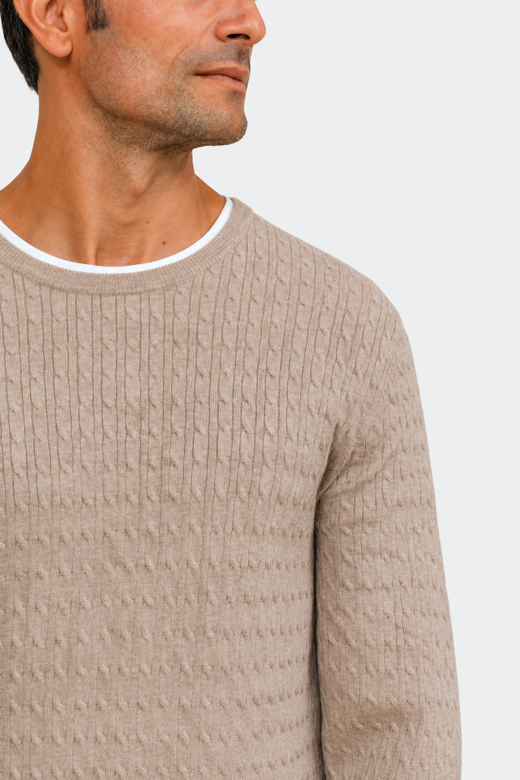 PULLOVER KNOTEN KRAGEN CAJA BEIGE