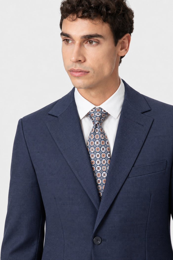 SAKKO ANZUG STRUKTUR BLAU