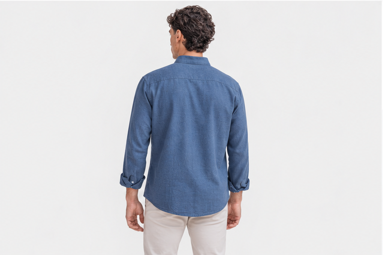 CAMISA COM LINHO AZUL